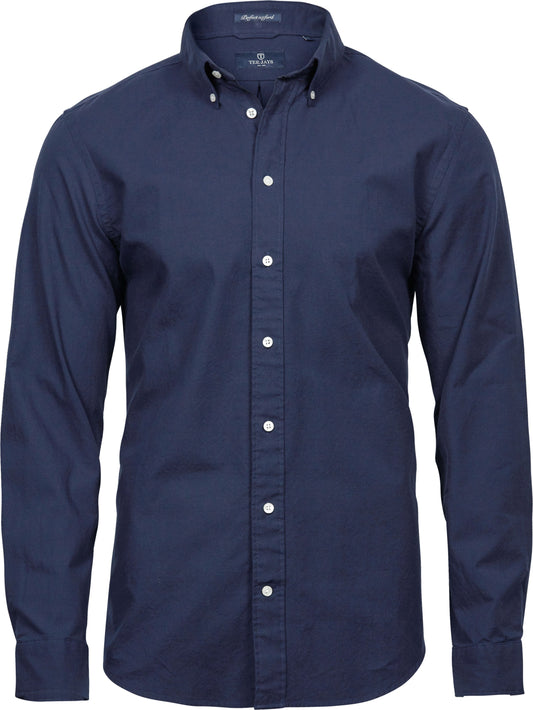 Broderet herreskjorte navy